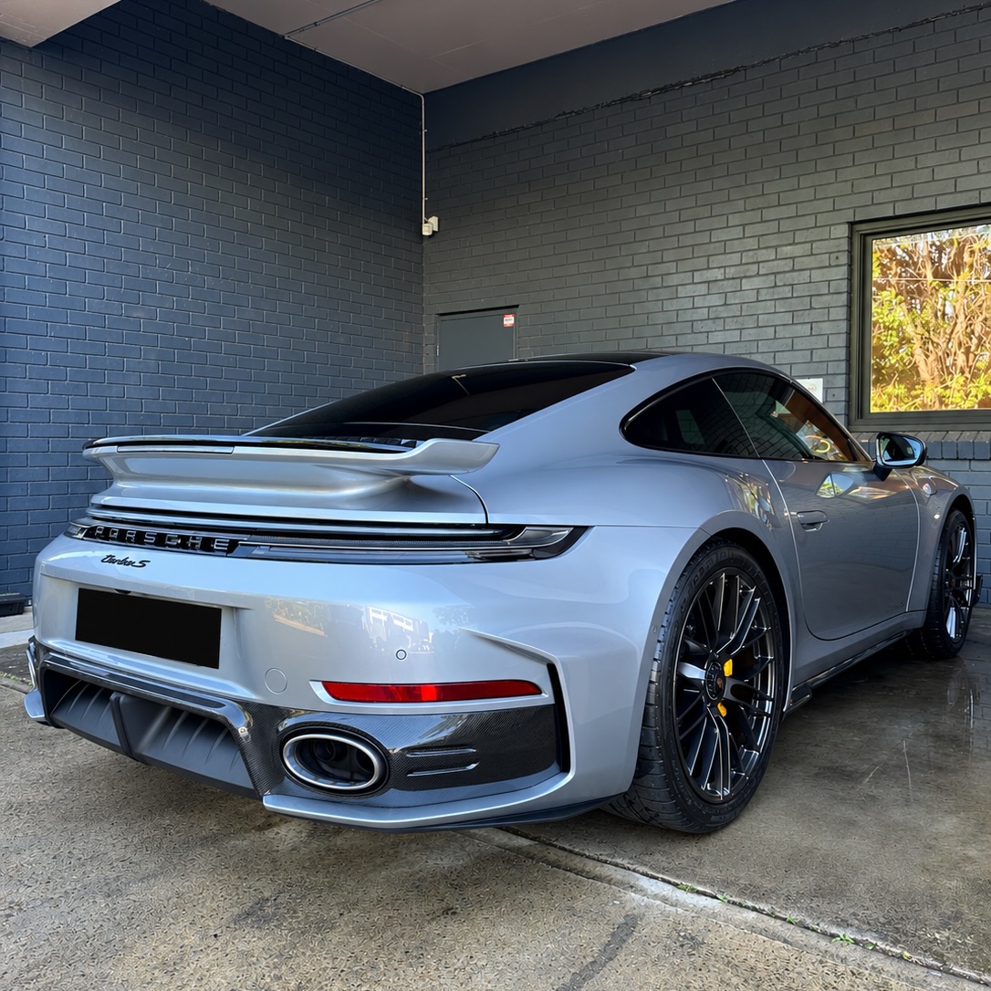Polished silver Porsche detailed by Lynx Autos